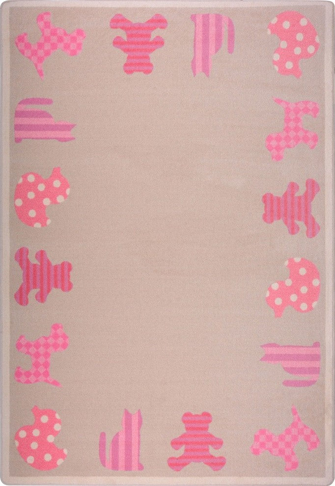 Kid Essentials Rug, Frisky Friends, Pink, 5'4"x7'8"