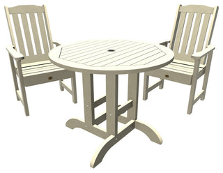 Springville 3-Piece Round Dining Set, Weathered Acorn, Whitewash