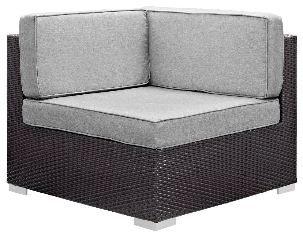 Modway Gather 6-Piece outdoor Patio Sectional Set, Espresso Gray