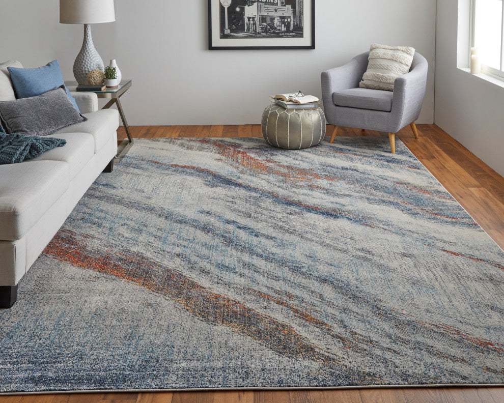 Weave & Wander Adelmo Abstract Contemporary Rug, Ivory/Multi, 9'x12'