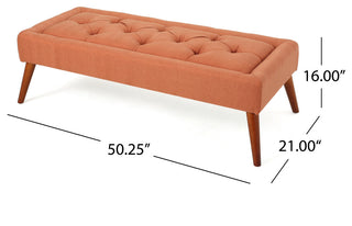GDF Studio Pyram Mid Century Modern Ottoman Bench, Orange