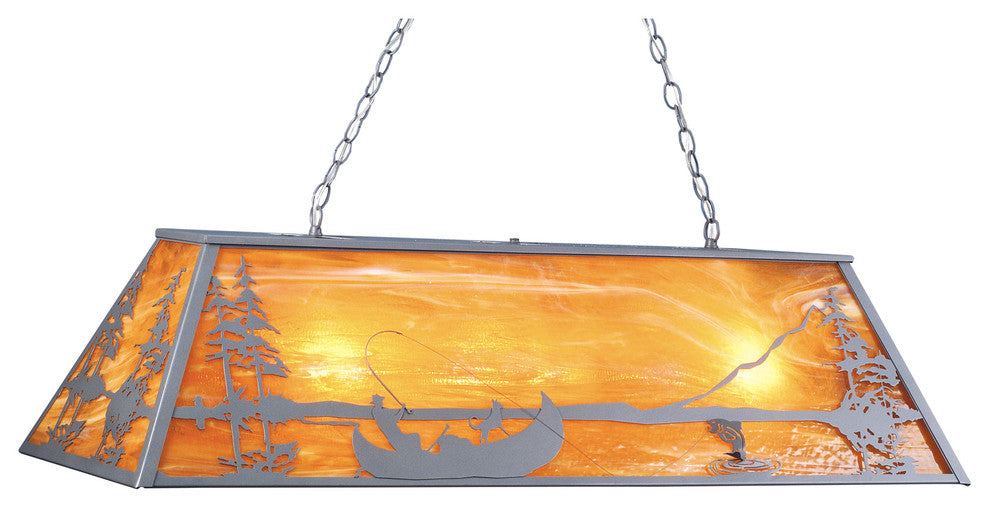48 Long Trout & Fisherman Oblong Pendant