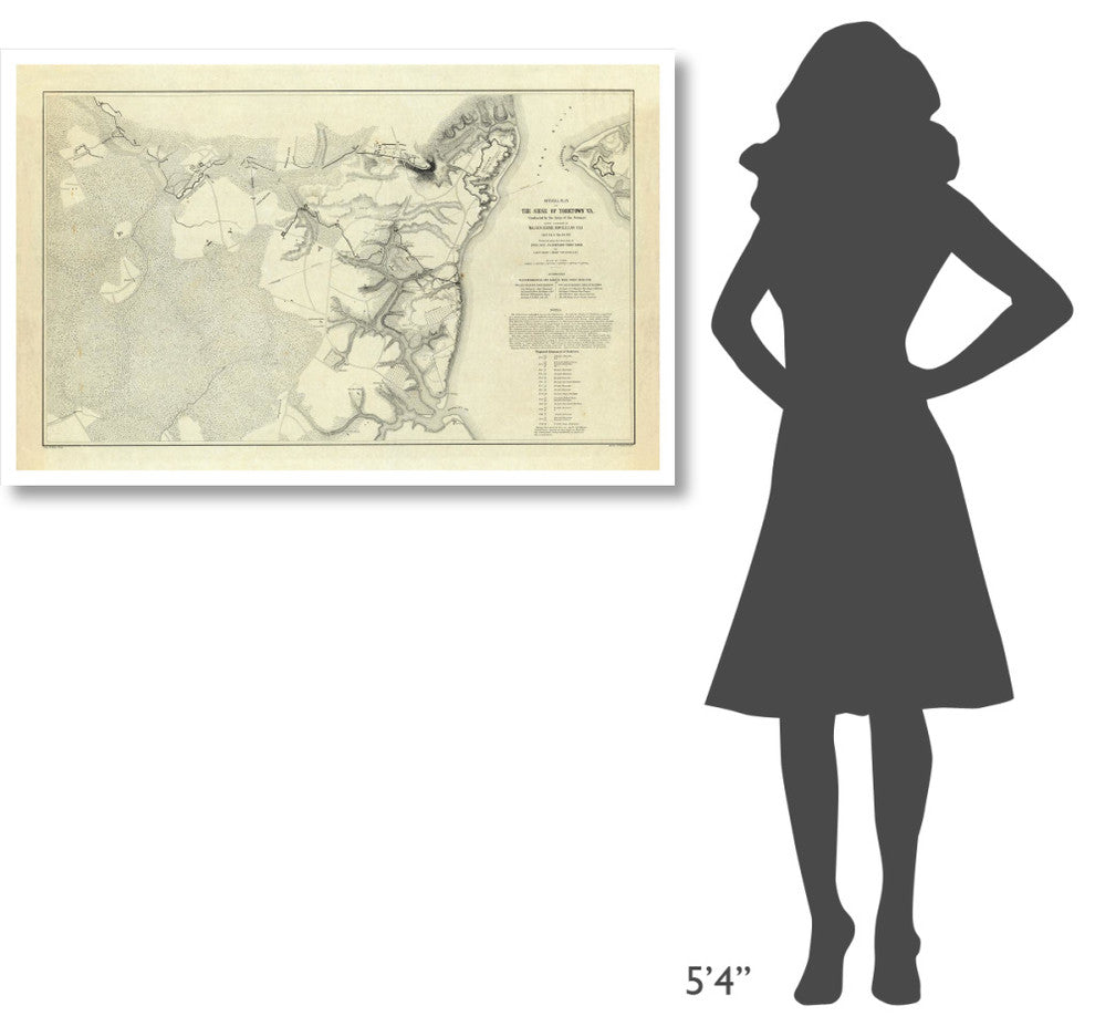 "Official Plan of The Siege of Yorktown Virginia, 1862" Paper Art, 46"x30"