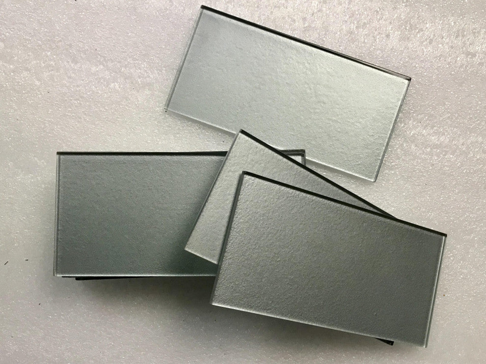 Metallics 3"x6" Glass Subway Tile,White, Set of 128