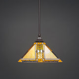 1-Light Stem Hung Pendant, Dark Granite/Santa Cruz Art