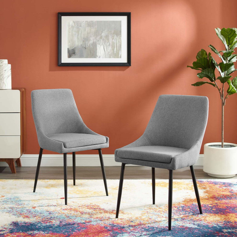 Viscount Upholstered Fabric Dining Chairs - Set of 2 EEI-3809-BLK-LGR