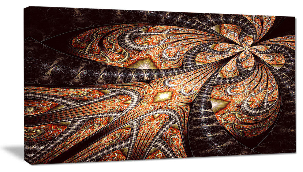 Brown Symmetrical Fractal Flower, Abstract Canvas Art Print, 40x20