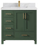 Malibu 36 Center Sink Bath Vanity in Lafayette Green 2" Calacatta Sienna