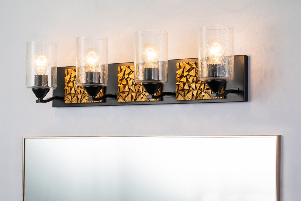 Bocage 4 Light Bath Vanity Light in Matte Black and Gold Accents