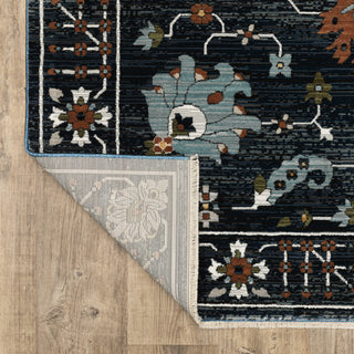 Keller Traditional Floral Navy/ Rust Area Rug, 9'10" x 12'10"
