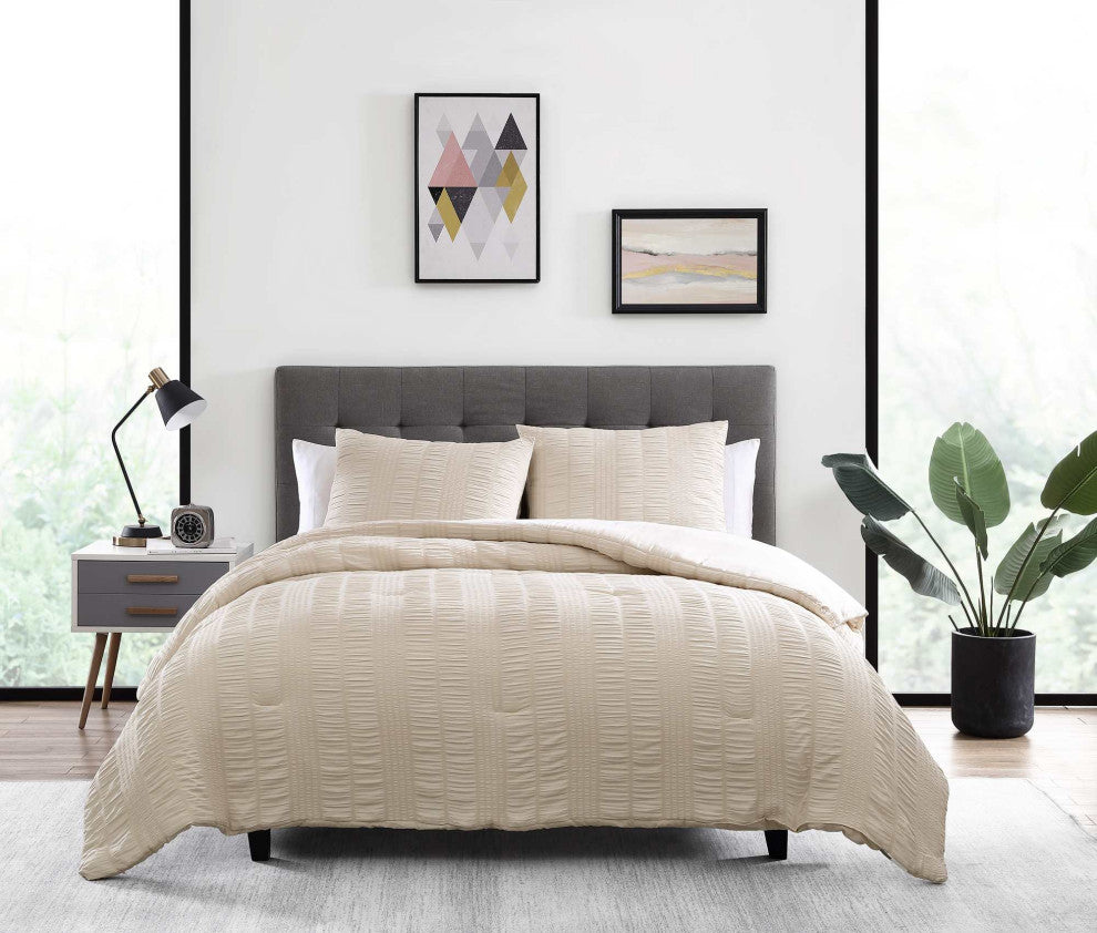 The Nesting Company Elm 3 Piece Comforter Set - Queen - Taupe