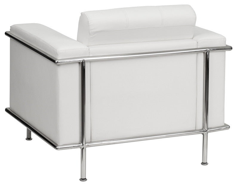 Modern Contemporary Melrose White Leather Chair With Encasing Frame