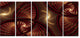 Brown Symmetrical Fractal Pattern, Floral Canvas Art Print, 60"x28", 5 Panels