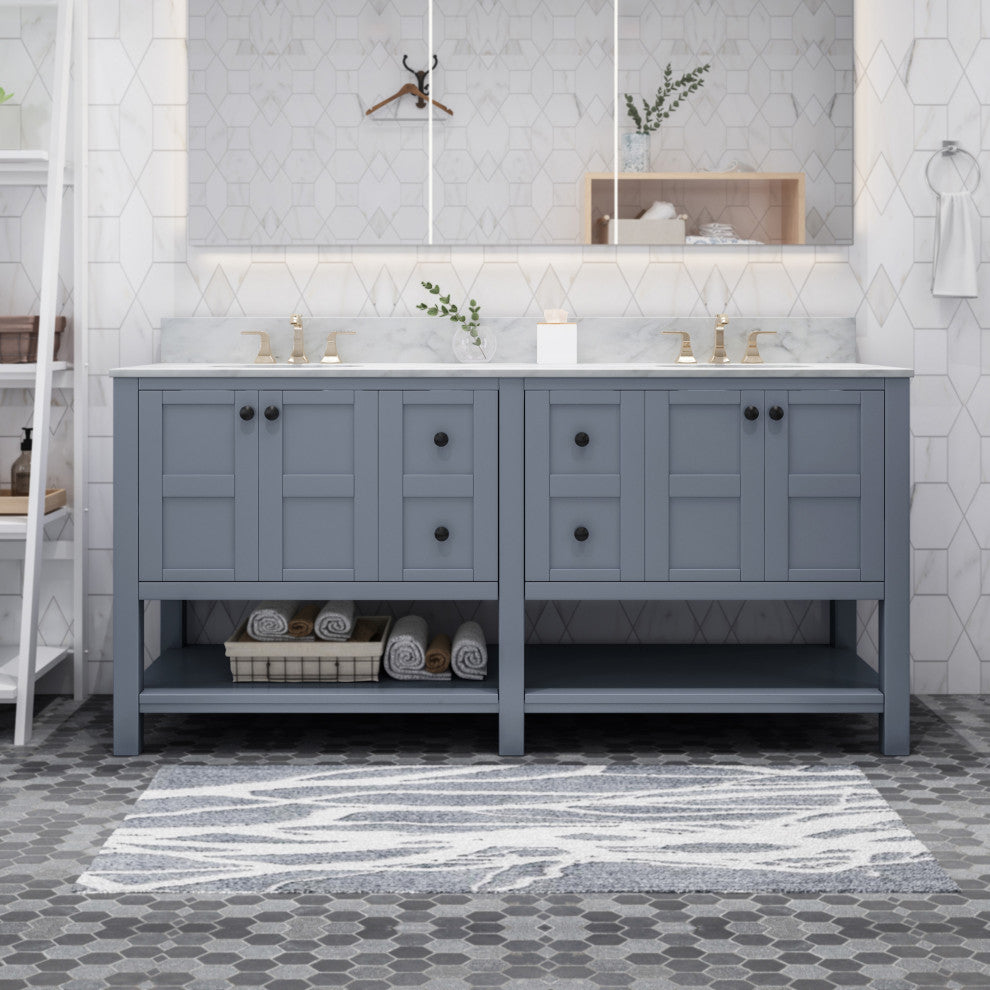 Lorent Contemporary Marble Countertop With Sink, 73 W X 22 D X 0.75 H