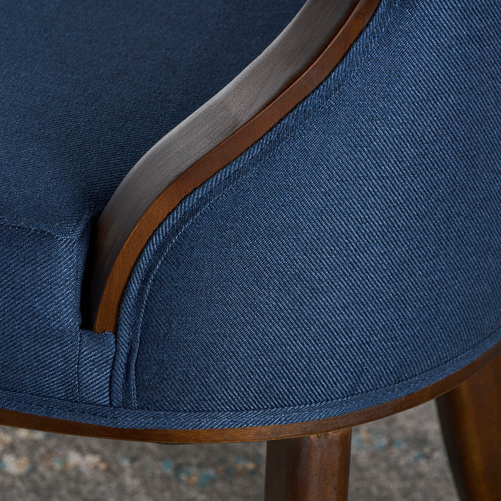 GDF Studio Lexia Plush Classic Fabric Dining Chair, Dark Navy