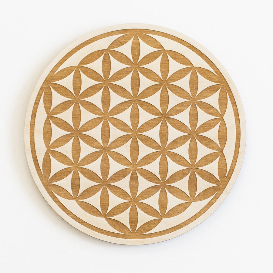 Flower of Life Engraved Wood Sign, 8"x8"