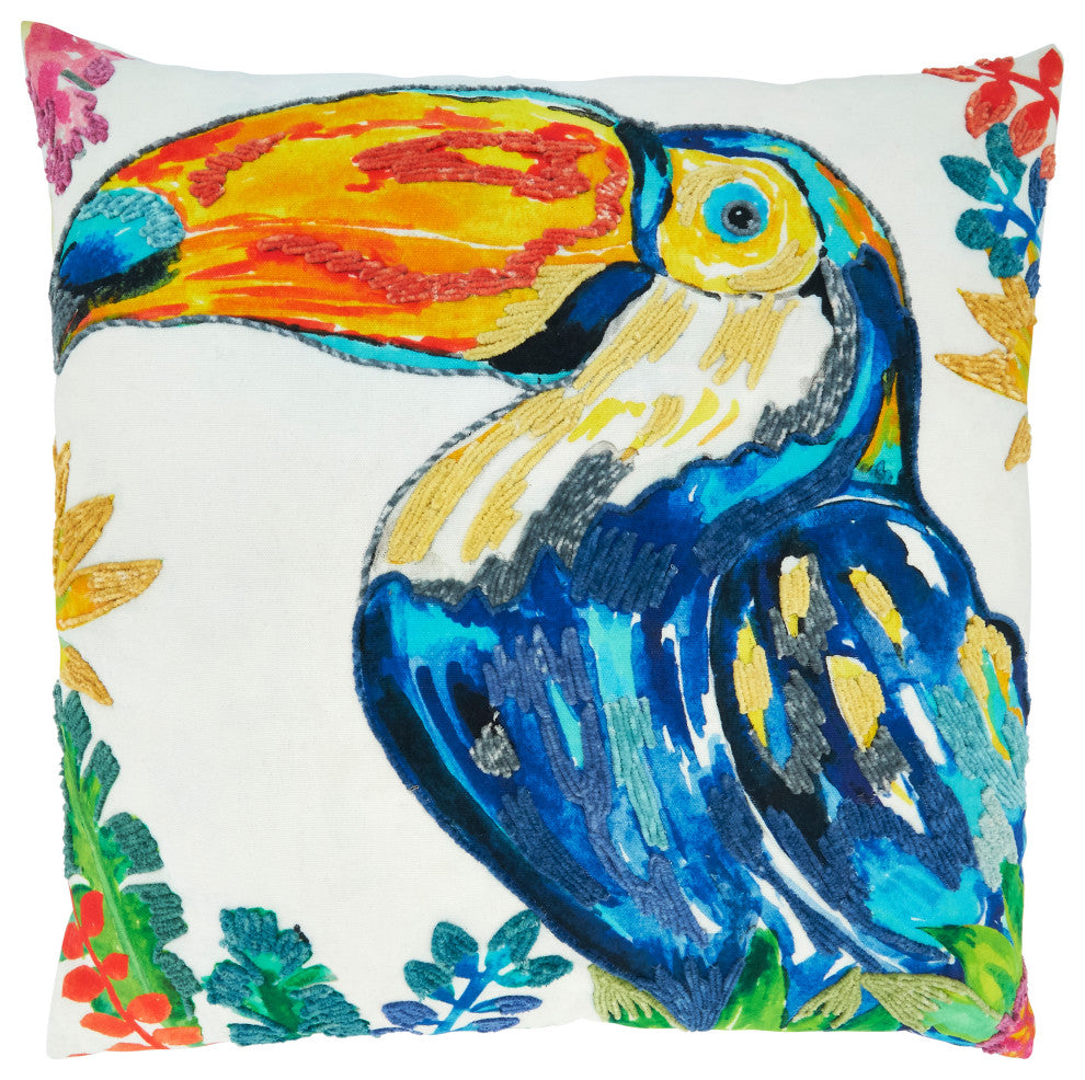 Throw Pillow With Toucan Design, Cover Only