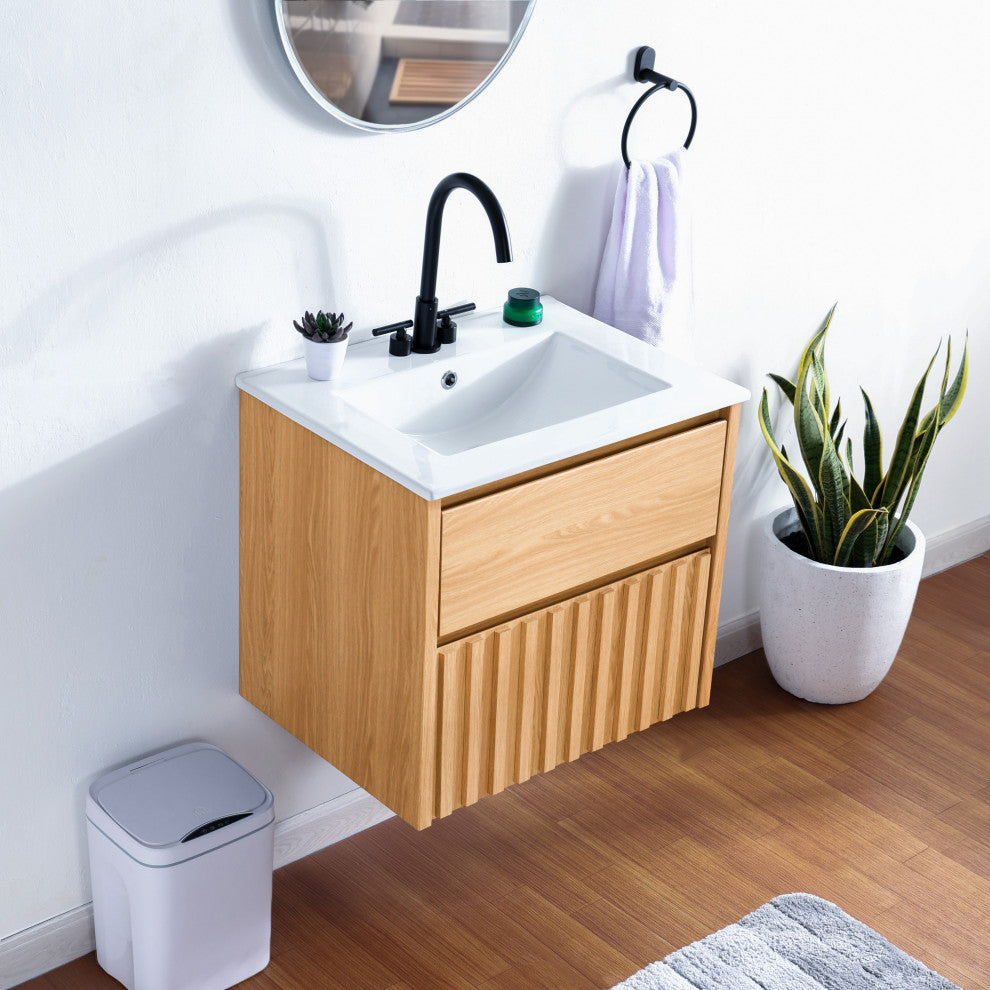 Sherwin 2-Drawer Wall Mounted Bath Vanity Cabinet Only, Sink Basin Not Included