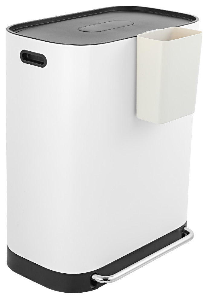 Kitchen 16-Gallon Double-Bucket Step Trash Can With Odor Filter and Lid Support