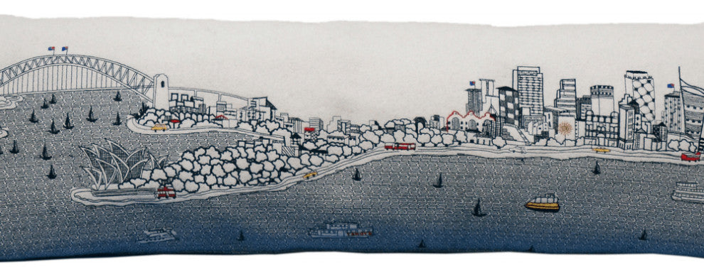 46" White Sydney Daylight Skyline Lumbar Decorative Pillow