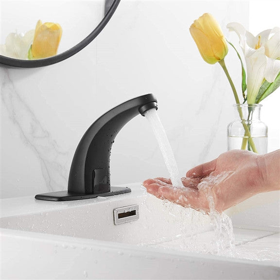 Automatic Touchless Sensor Bathroom Sink Faucets, Black Regular