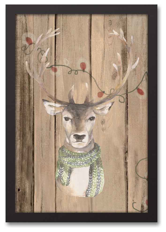 Christmas Deer 12x18 Black Framed Canvas
