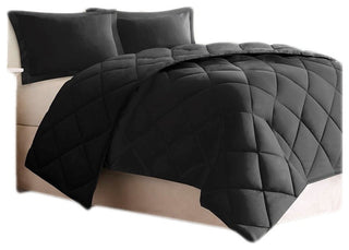 Madison Park Microfiber Solid Comforter Mini Set, Black, Twin/Twin Xl