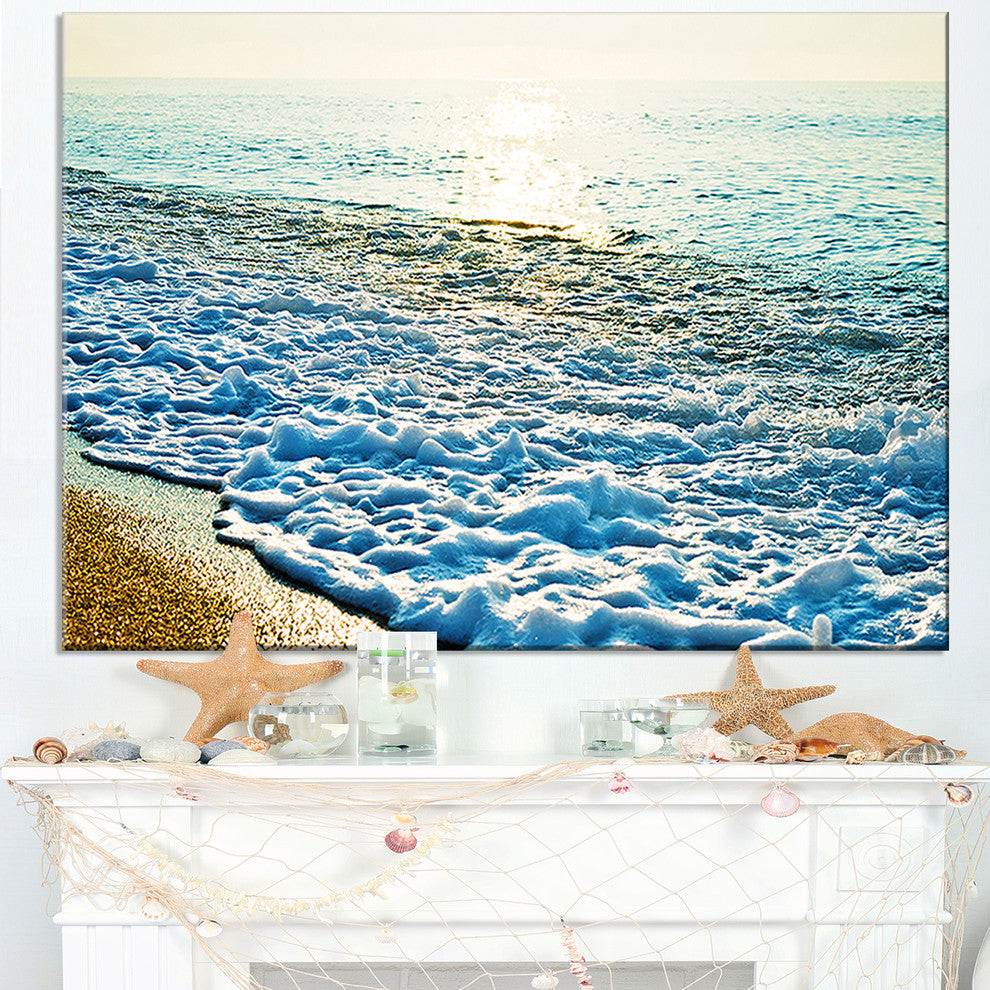 "Bright Blue Tranquil Seashore" Beach Canvas Wall Art, 1 Panel, 60"x28"