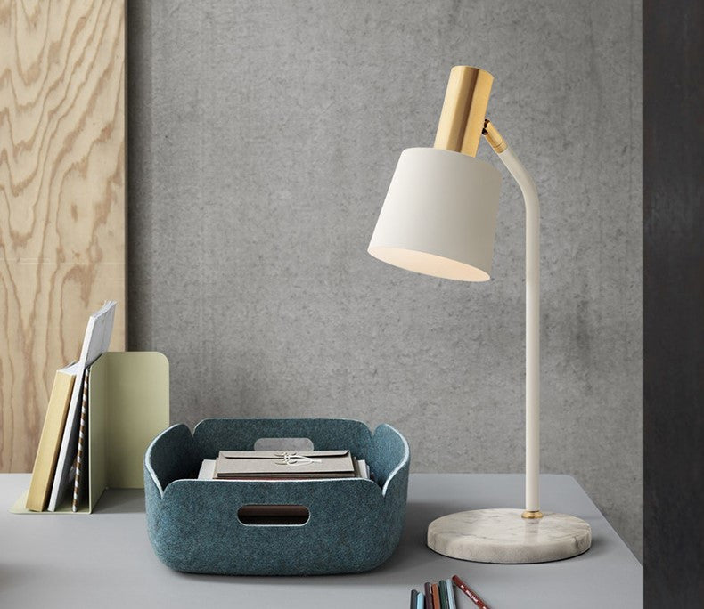 Le Locle | Modern Marble Base LED Table Lamp, Alaska White, B