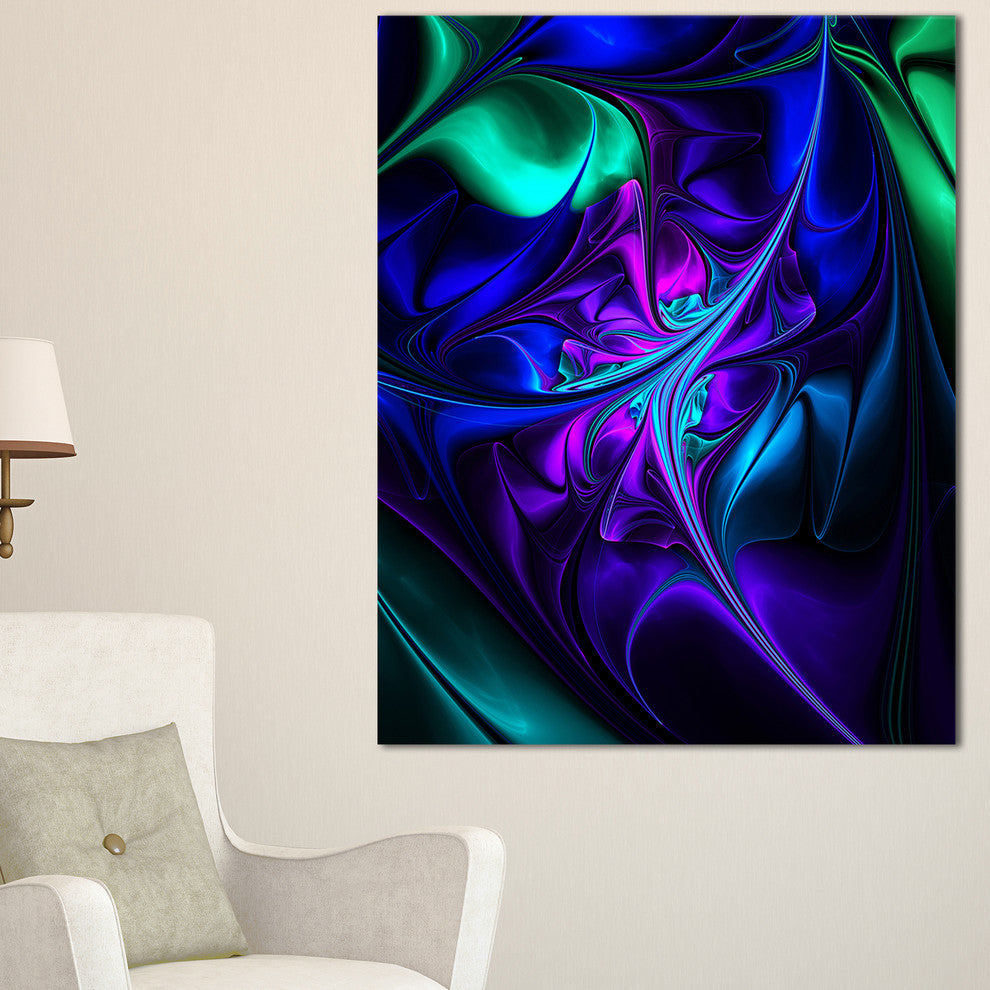 "Bright Blue Abstract Floral Shapes" Floral Wall Art Canvas, 30"x40"