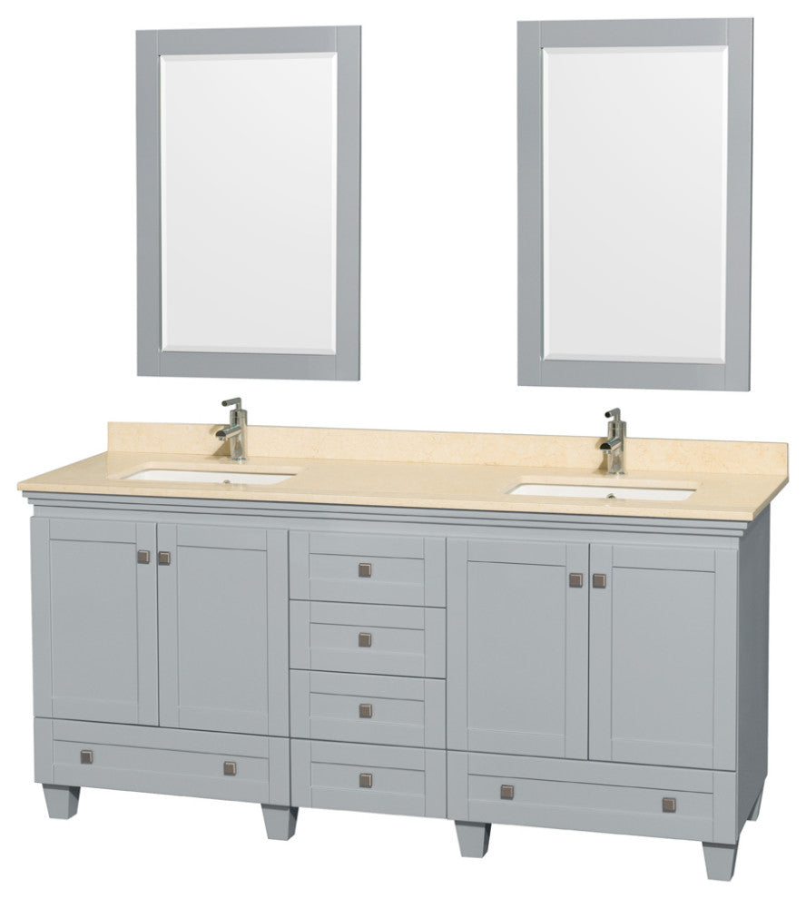 Wyndham WCV800072DOYIVUNSM24 Bathroom Vanity with 24 Inch Mirrors and Ivory Marb
