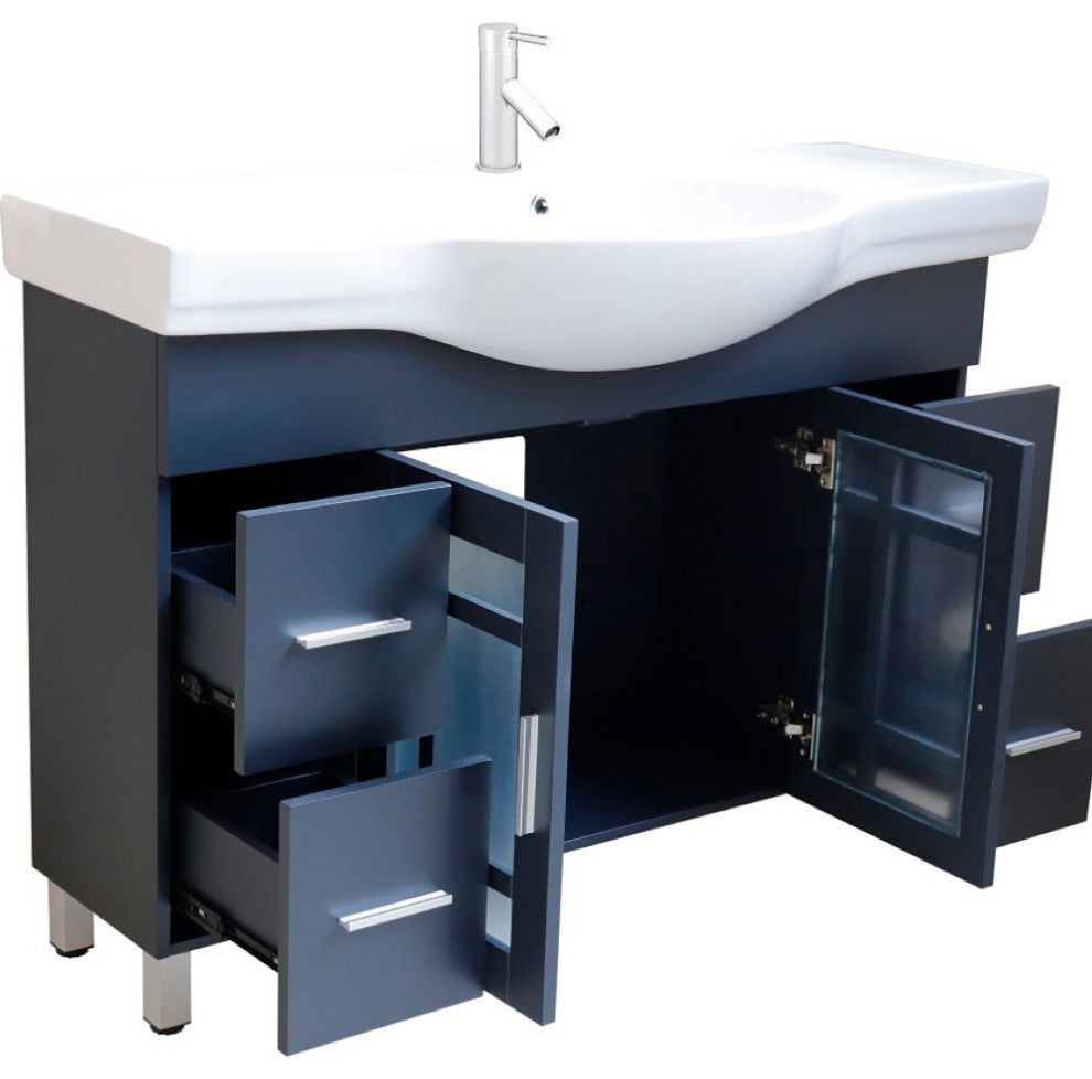 48" Single Sink Vanity Wood Dark Gray With Mirror