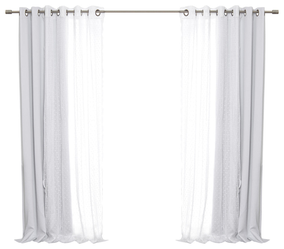 Sheer Pretty Dot and Blackout Curtains, Vapor, 52"x84"