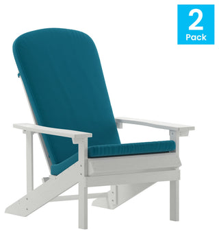 2PK White Chairs Teal Cushions