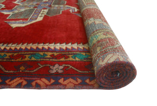 Fine Vintage Distressed Caroline Red/Navy Runner, 4'10x10'2
