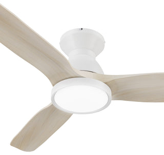 CARRO 52" DC Rustic Ceiling Fan with Dim LED Light Remote Control, Solid Wood/White