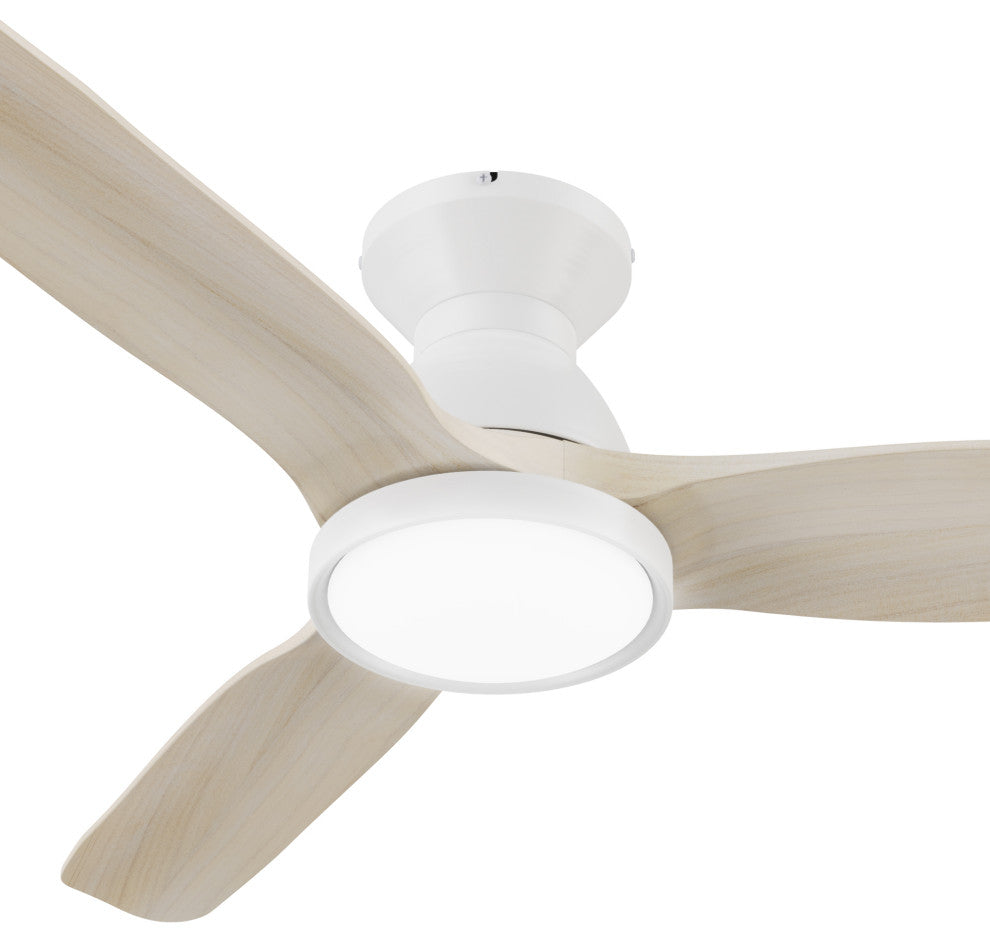 CARRO 52" DC Rustic Ceiling Fan with Dim LED Light Remote Control, Solid Wood/White