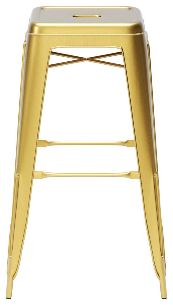 Bar Stool Chair Barstool, Set of 4, Steel Metal, Brass, Gold, Cafe Bistro