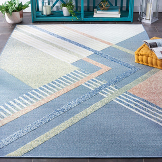 Safavieh Sarasota Collection SAR102 Indoor-Outdoor Rug, Blue/Light Green, 4'5"x6'5"