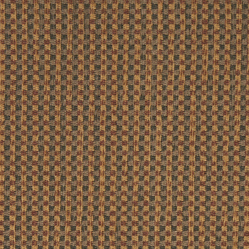 Burgundy, Green and Gold, Check Southwest Style Upholstery Fabric By The Yard