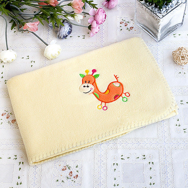 Orange Giraffe - YellowApplique Coral Fleece Baby Throw Blanket (29.5"-39.4")