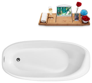 63" Streamline Freestanding Tub and Tray With Internal Drain