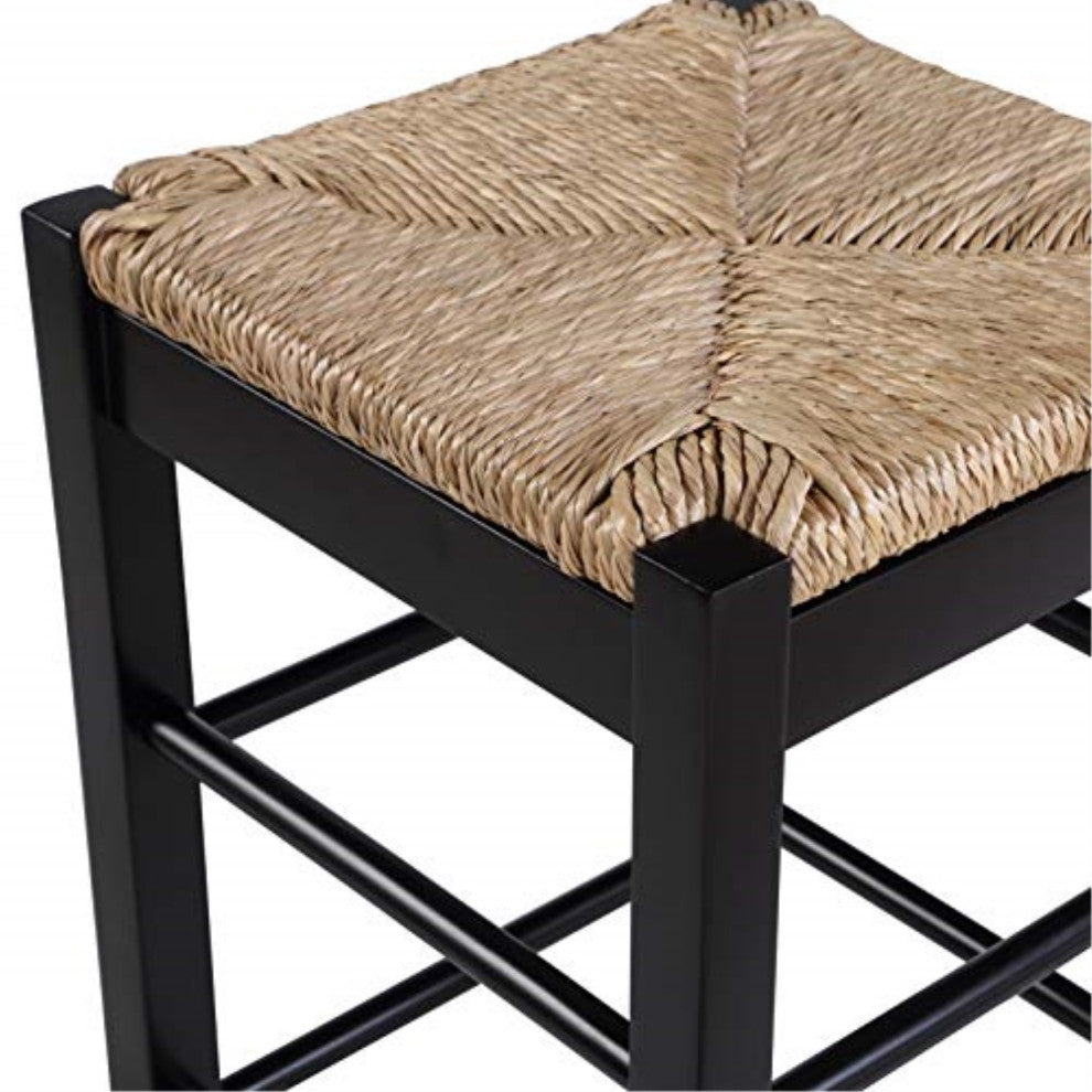 29" Square Rush Barstool, Black