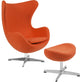 Orange Wool Fabric Egg Chair With Tilt-Lock Mechanism And Ottoman