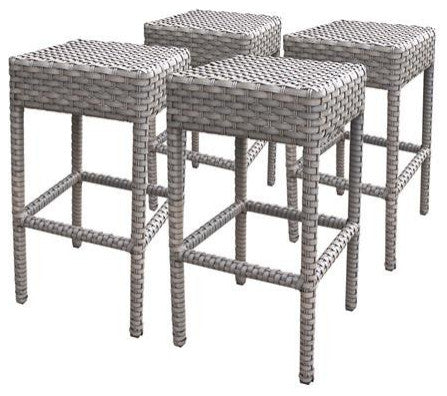 4 Florence Backless Barstools Grey Stone