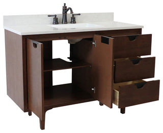 49" Single Sink Vanity, Dark Cherry With Engineered Stone Top
