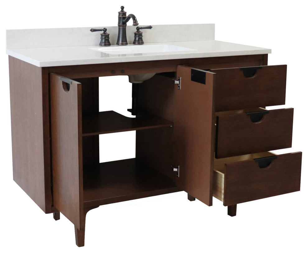 49" Single Sink Vanity, Dark Cherry With Engineered Stone Top