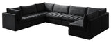 Jacob Velvet Upholstered 7-Piece U-Shaped Modular Sectional, Black