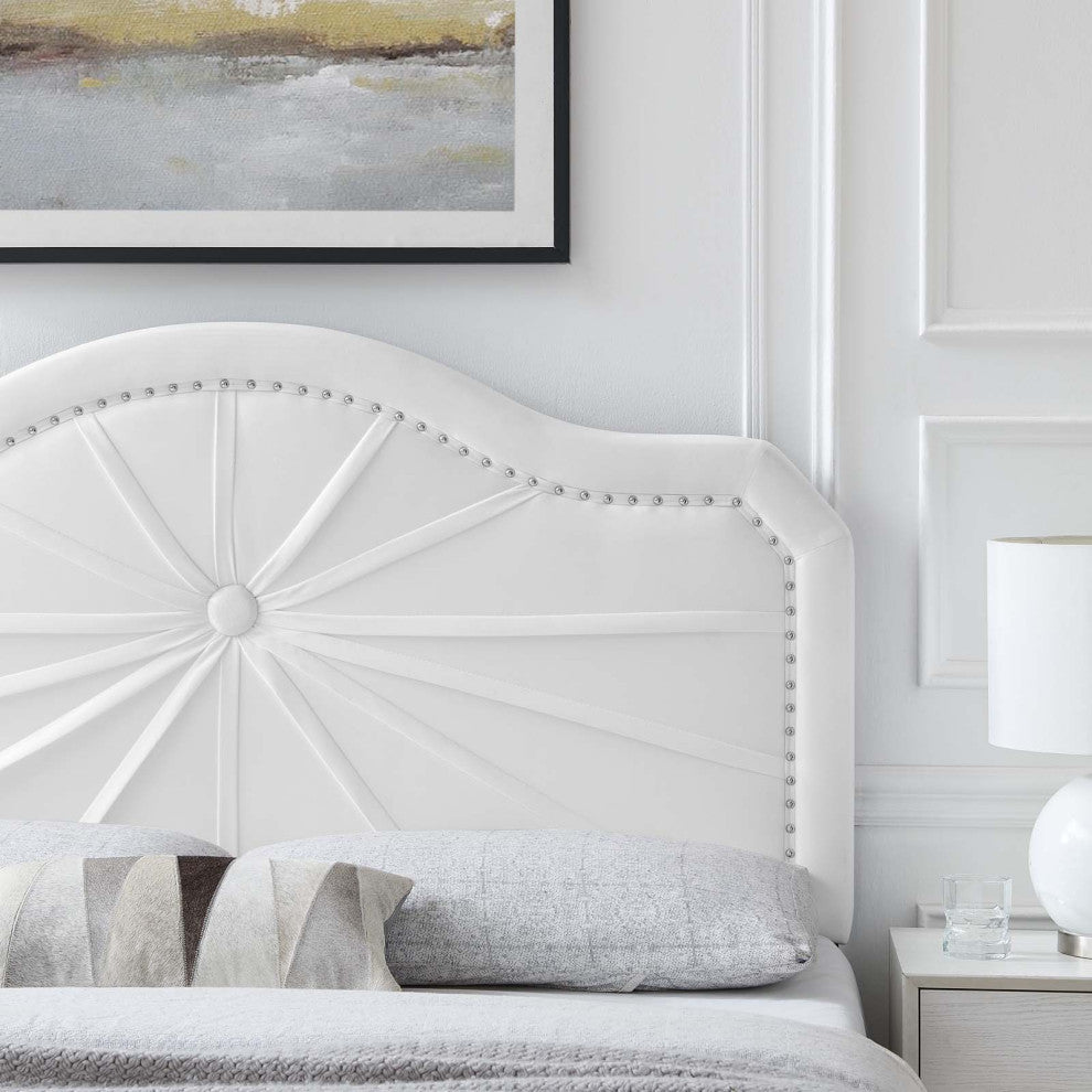 Headboard, King Size, Velvet, White, Modern Contemporary, Bedroom Master Suite