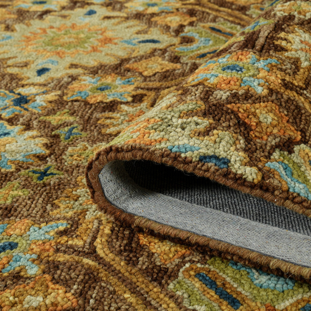 Jackson Traditional Brown Hand-Hooked Area Rug 9' x 13'